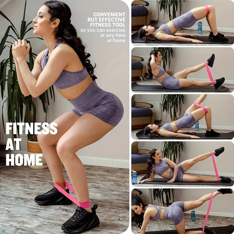 3Piece Set Natural Latex Yoga Resistance Bands, Hip and Leg Shaping Trainer with Ankle Straps for Home Gym Multi-Level Fitness E