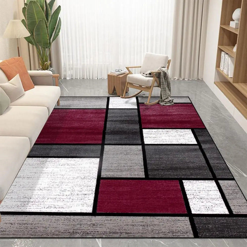 VIKAMA Simple Geometric Living Room Carpet Sofa Coffee Table Cushion Soft Bedroom Bedside Rug Light Luxury Home Decoration