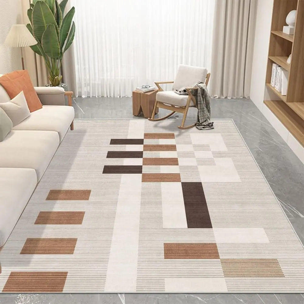 VIKAMA Simple Geometric Living Room Carpet Sofa Coffee Table Cushion Soft Bedroom Bedside Rug Light Luxury Home Decoration