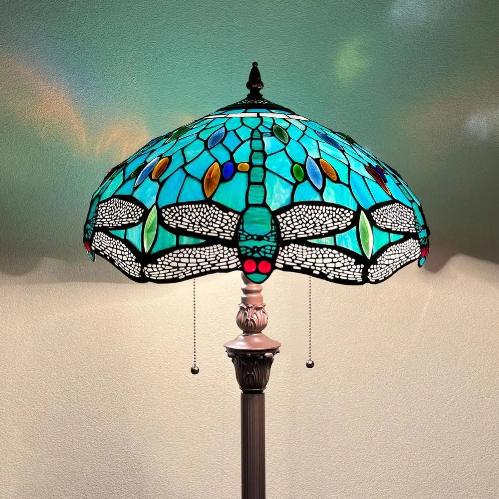 Tiany Lamp Sea Grass Dragoy Industrial Bronze Pole Tiany Style Standing Floor Lamp for Living Room Bedroom Home Office