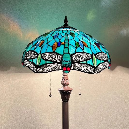 Tiany Lamp Sea Grass Dragoy Industrial Bronze Pole Tiany Style Standing Floor Lamp for Living Room Bedroom Home Office