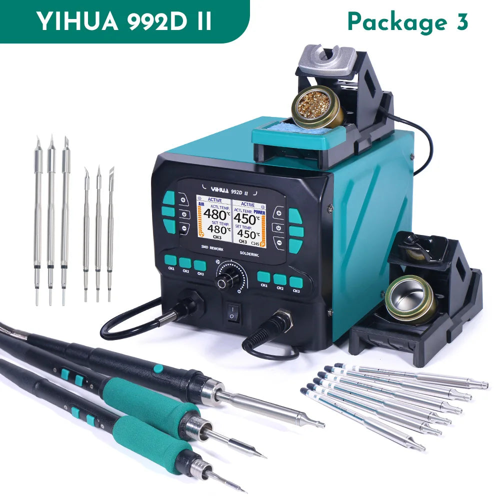YIHUA 992D-II Precision Hot Air  Rework Station 210 245 Soldering Iron Station for Microscope Soldering Electronics Repair PCB