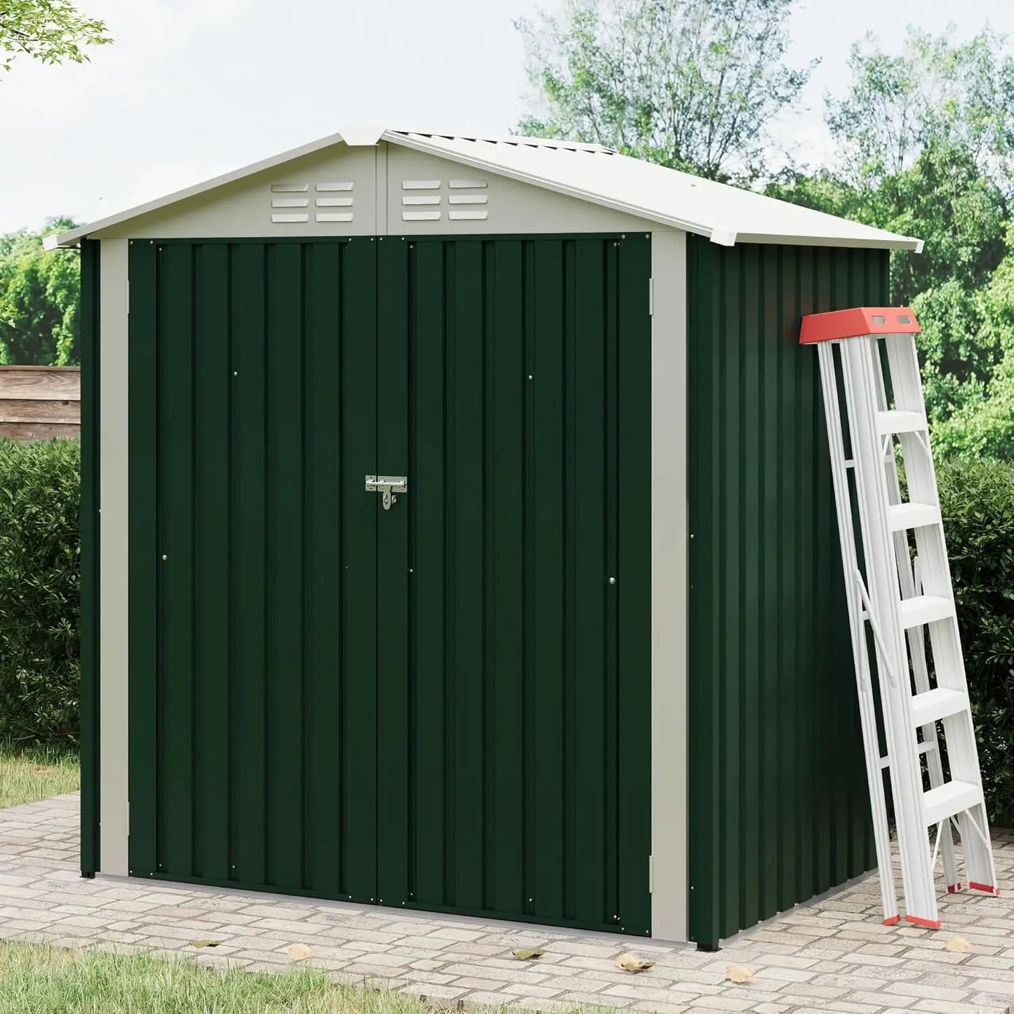 6x4 FT Outdoor Storage Shed, Tool Storage Shed with Sloping Roof and Lockable Door, Panel Protection for Backyard Garden Patio