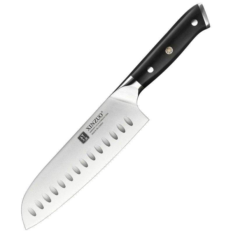 XINZUO Premium Modern 1-8PCS Din 1.4116 Stainless Steel Chef, Santoku, Utility & Paring Knife Set with Black Ebony Handles