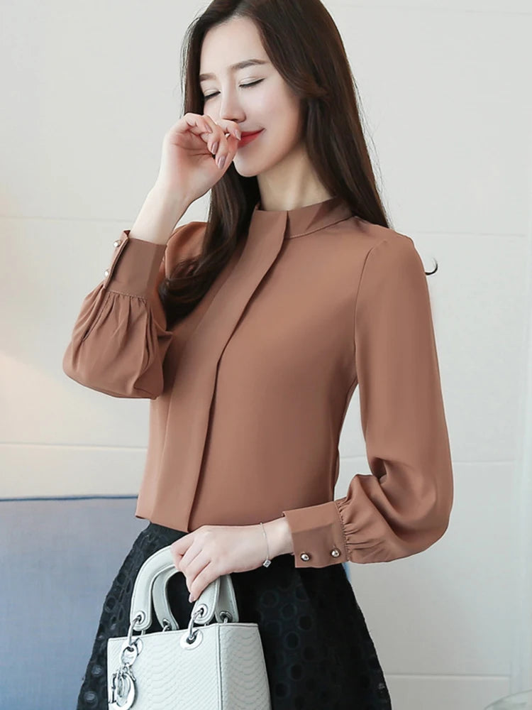 New Autumn Spring Tops Women Fashion Ladies Long Sleeve Shirts Casual Chiffon Blouse 2025 Work Wear Office Blusas Femininas