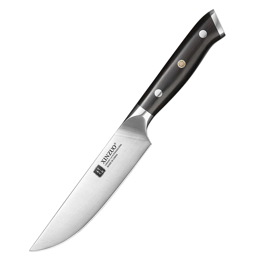XINZUO Premium Modern 1-8PCS Din 1.4116 Stainless Steel Chef, Santoku, Utility & Paring Knife Set with Black Ebony Handles