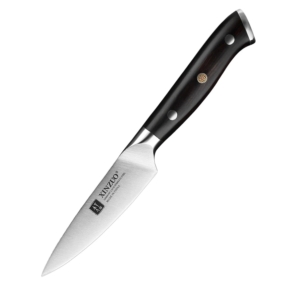 XINZUO Premium Modern 1-8PCS Din 1.4116 Stainless Steel Chef, Santoku, Utility & Paring Knife Set with Black Ebony Handles