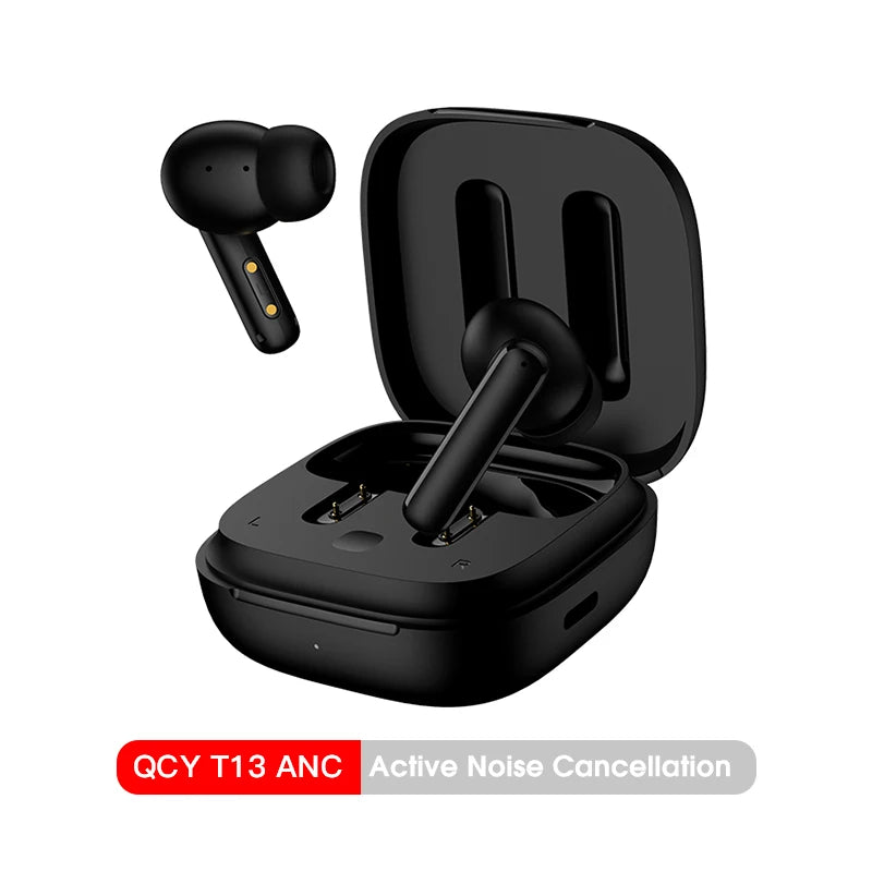 New QCY T13 ANC Wireless Earphone Active Noise Cancelling Bluetooth 5.3 Headphone 4 Mics ENC HD Call TWS Earbuds HiFi Earphones