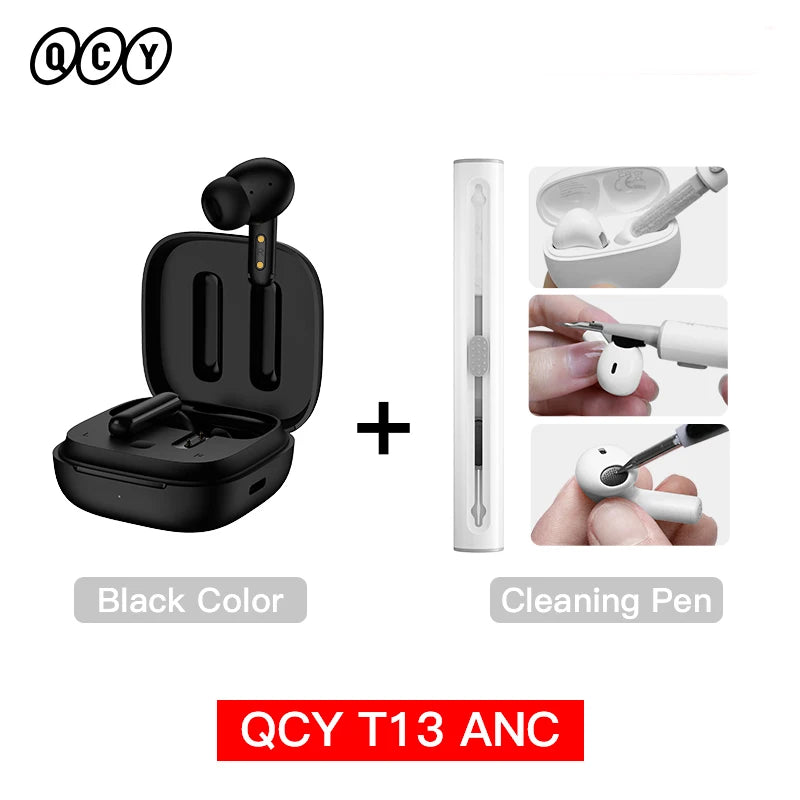 New QCY T13 ANC Wireless Earphone Active Noise Cancelling Bluetooth 5.3 Headphone 4 Mics ENC HD Call TWS Earbuds HiFi Earphones