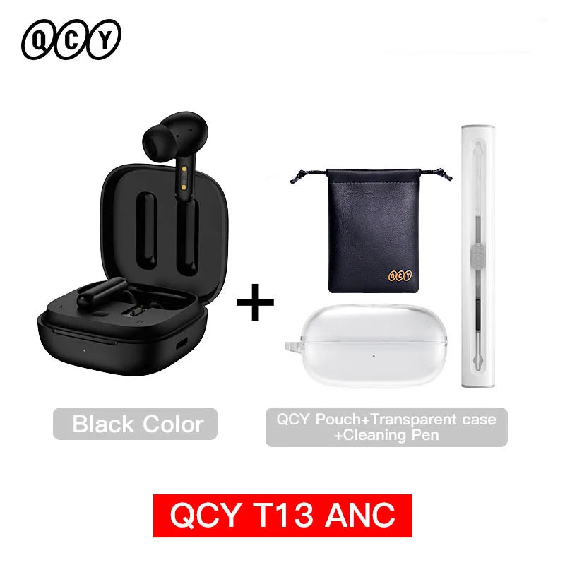 New QCY T13 ANC Wireless Earphone Active Noise Cancelling Bluetooth 5.3 Headphone 4 Mics ENC HD Call TWS Earbuds HiFi Earphones