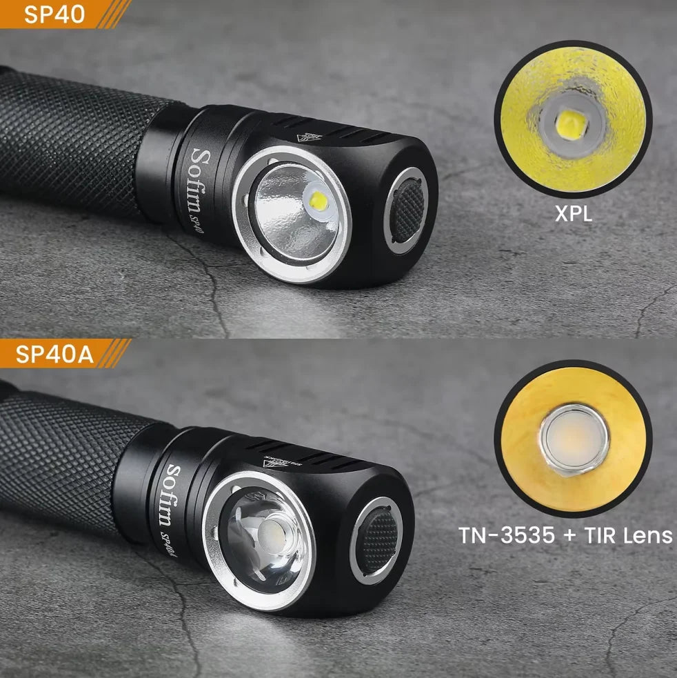 Sofirn SP40 LED Headlamp XPL 1200lm 18650 Type C Rechargeable Headlight 18350 Flashlight with Power Indicator Magnet Tail
