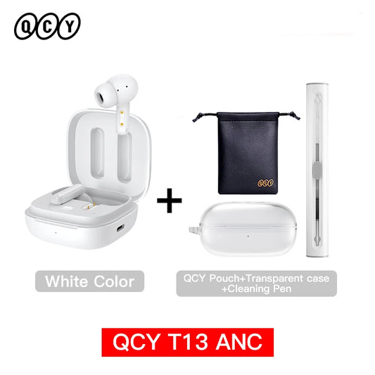 New QCY T13 ANC Wireless Earphone Active Noise Cancelling Bluetooth 5.3 Headphone 4 Mics ENC HD Call TWS Earbuds HiFi Earphones
