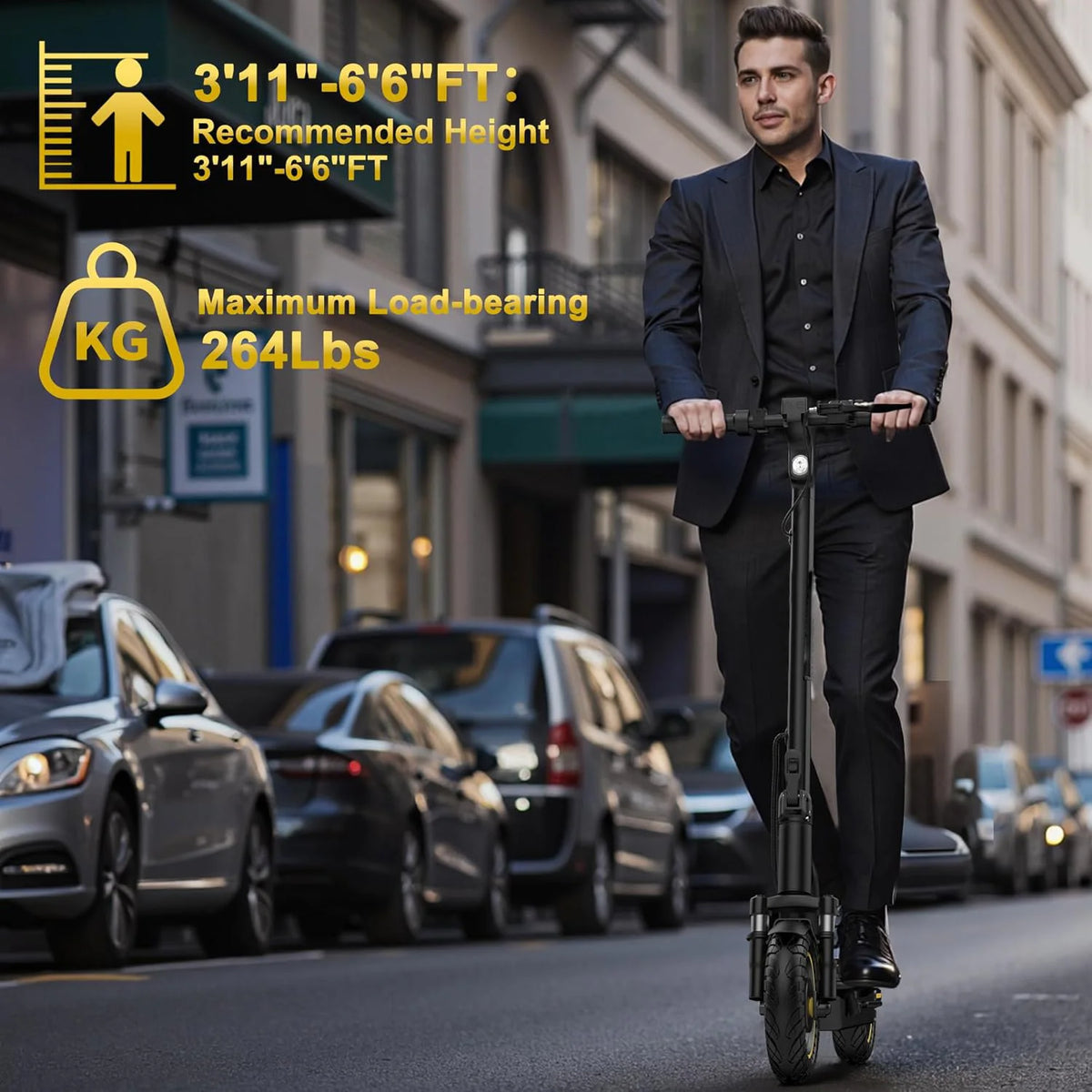 2026 AOVOPRO 10inch Electric Scooter 500W Motor Up to 22MPH Max Speed & 28 Miles Max Range Dual Suspension Folding E-Scooter