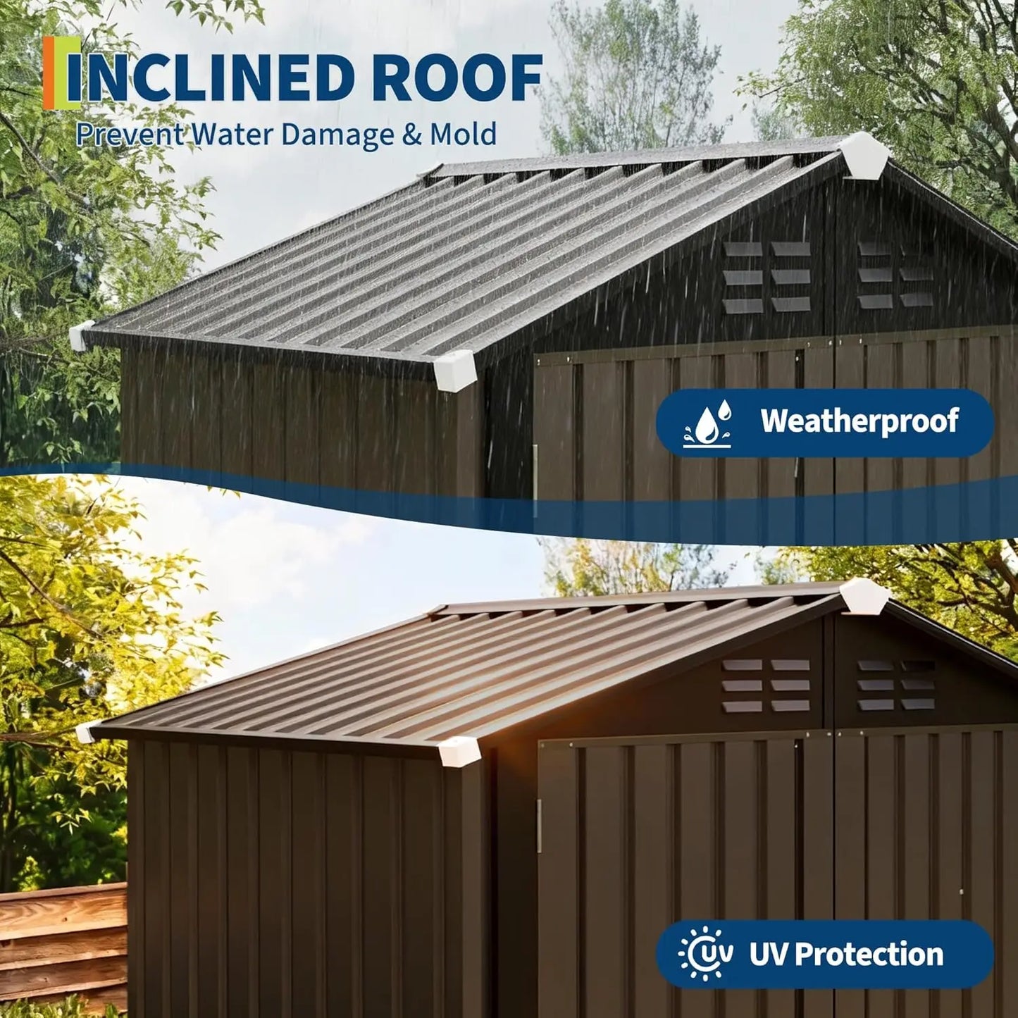 6x4 FT Outdoor Storage Shed, Tool Storage Shed with Sloping Roof and Lockable Door, Panel Protection for Backyard Garden Patio