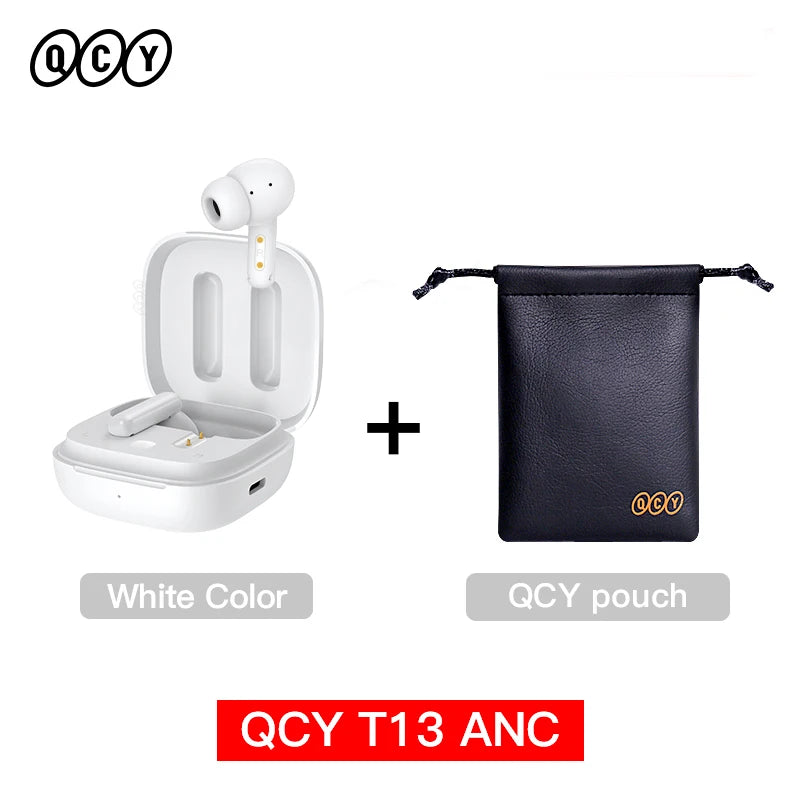 New QCY T13 ANC Wireless Earphone Active Noise Cancelling Bluetooth 5.3 Headphone 4 Mics ENC HD Call TWS Earbuds HiFi Earphones
