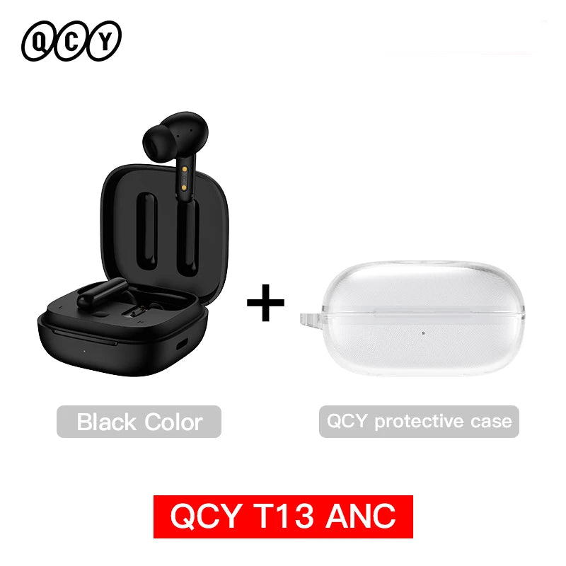 New QCY T13 ANC Wireless Earphone Active Noise Cancelling Bluetooth 5.3 Headphone 4 Mics ENC HD Call TWS Earbuds HiFi Earphones