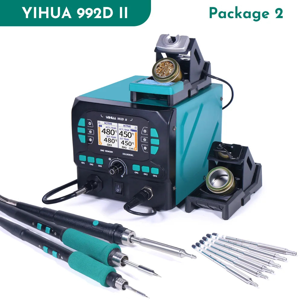 YIHUA 992D-II Precision Hot Air  Rework Station 210 245 Soldering Iron Station for Microscope Soldering Electronics Repair PCB