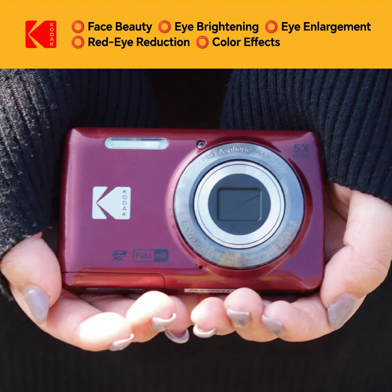 Original KODAK PIXPRO FZ55 Digital Camera 16MP 5X Zoom 1080P Vlogging Compact Point & Shoot with 32GB SD Card Case Gift Kit