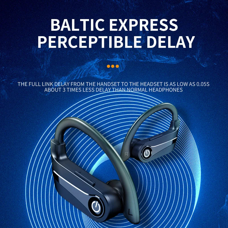 Wireless Earbuds 200H Long Standby Bluetooth Headphones, Over-Ear Stereo Bass Ear phone Built-in Microphone, Sports Waterproof ﻿