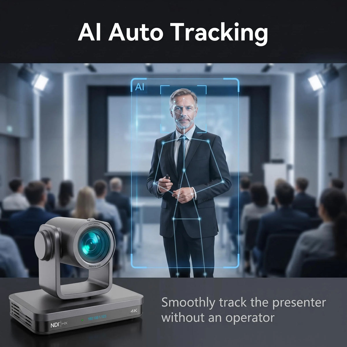 Camera PTZ 4K 60fps NDI HX3 1/1.8  Sensor 30X 20X 12X Zoom for AI Tracking Conference Camera and Live Streaming Church