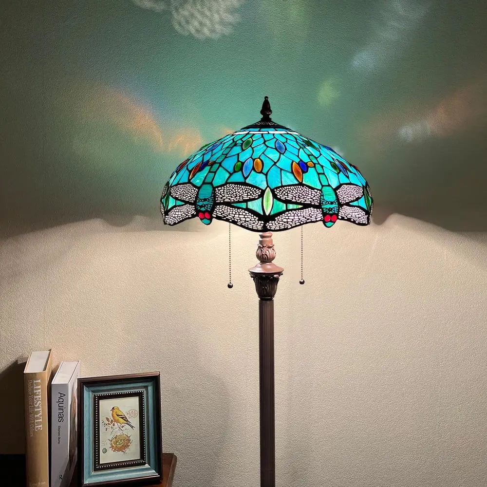 Tiany Lamp Sea Grass Dragoy Industrial Bronze Pole Tiany Style Standing Floor Lamp for Living Room Bedroom Home Office