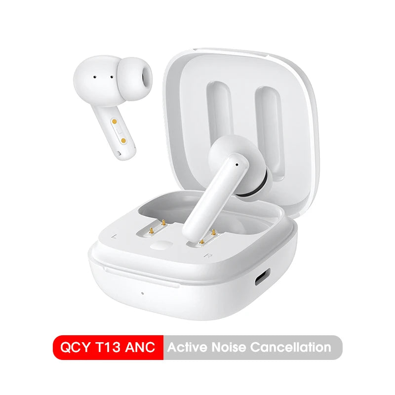 New QCY T13 ANC Wireless Earphone Active Noise Cancelling Bluetooth 5.3 Headphone 4 Mics ENC HD Call TWS Earbuds HiFi Earphones