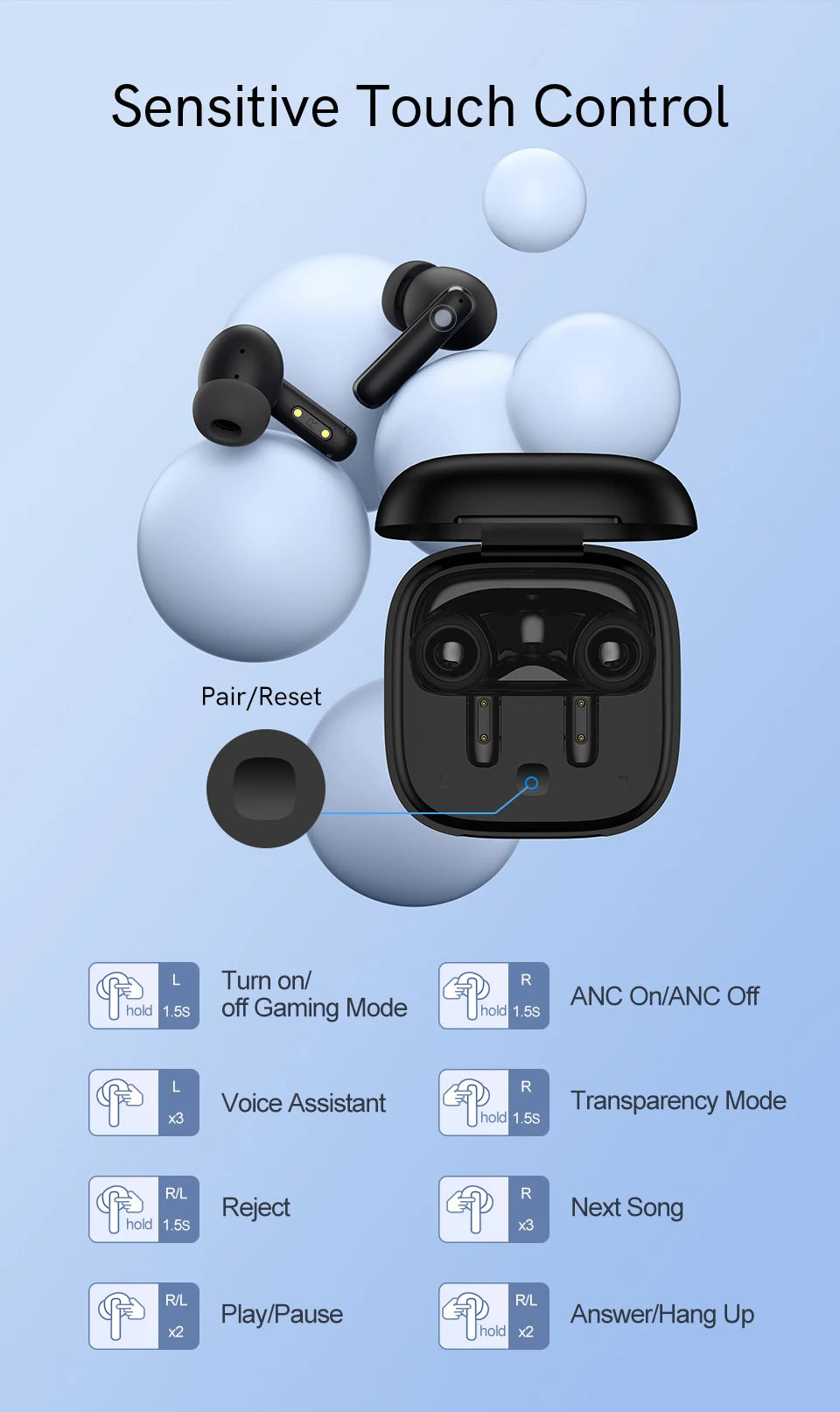 New QCY T13 ANC Wireless Earphone Active Noise Cancelling Bluetooth 5.3 Headphone 4 Mics ENC HD Call TWS Earbuds HiFi Earphones