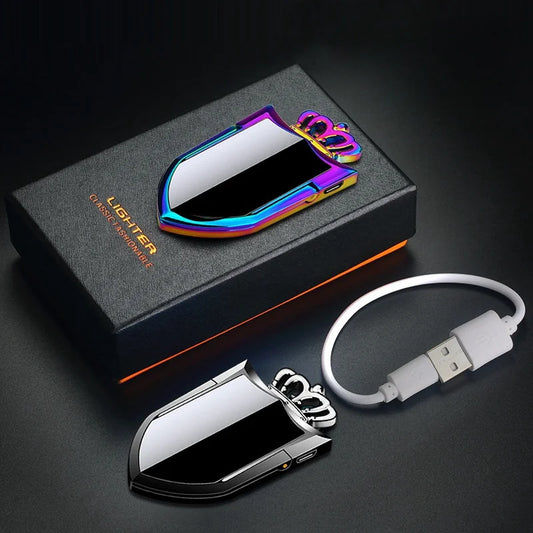 Creative Crown shaped Electronic Lighter with Phone Stand USB Fast Charging Multi functional Tungsten Wire Windproof Lighter