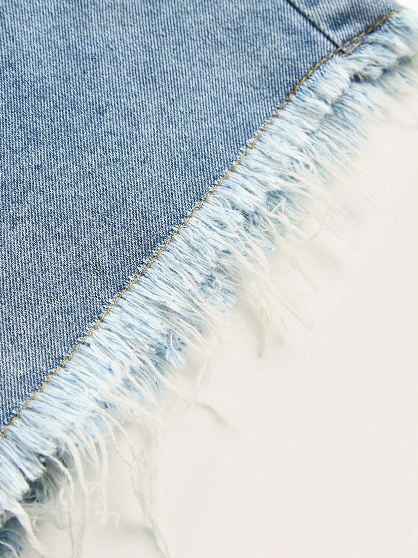 Trendy Cross Embroidery Denim Shorts, High Waist Frayed Hem Jeans, Fashionable Summer Wear, Women's Casual Pants