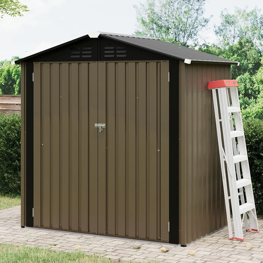 6x4 FT Outdoor Storage Shed, Tool Storage Shed with Sloping Roof and Lockable Door, Panel Protection for Backyard Garden Patio