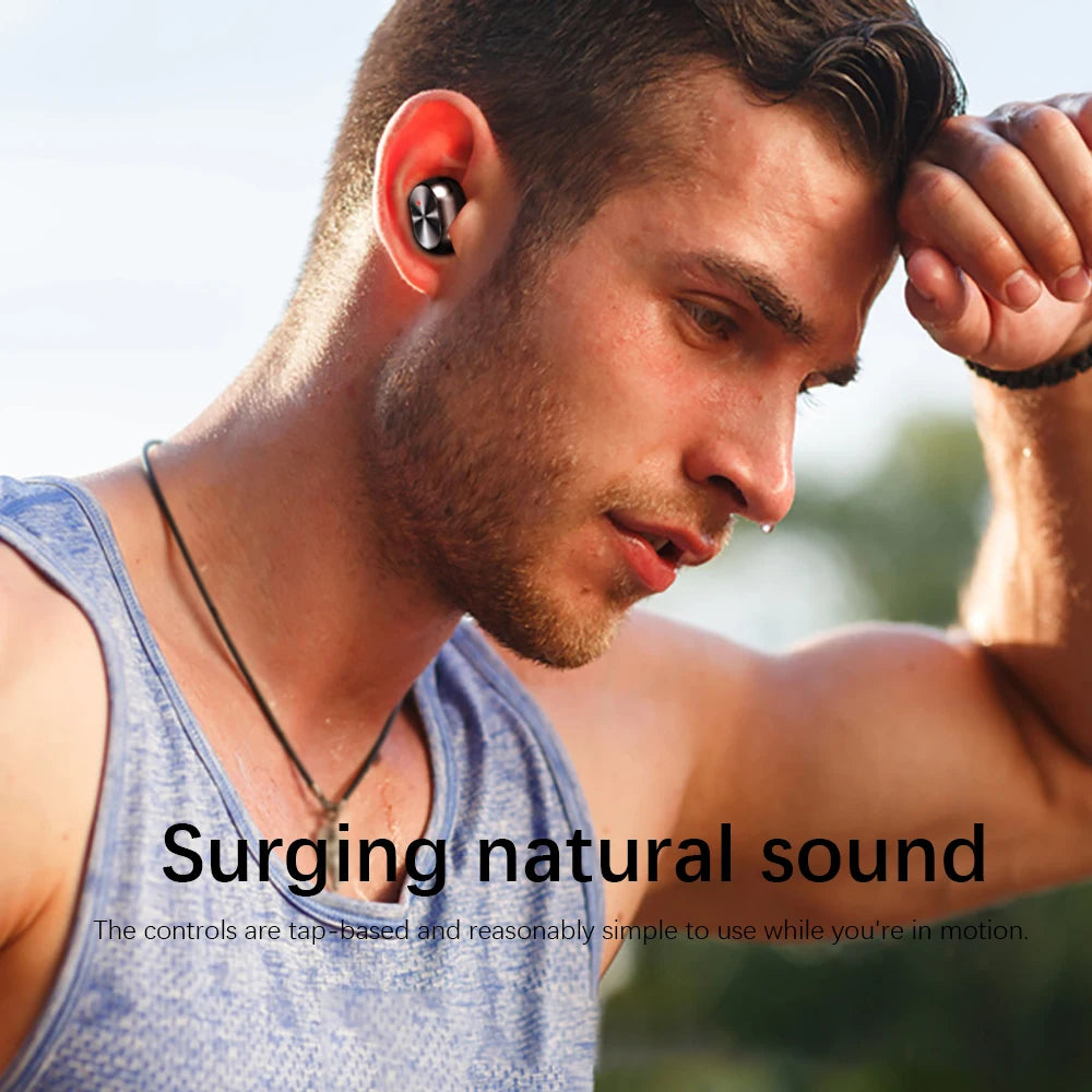 TWS Wireless Earphones Dazzle Cool Digital Display Headsets Sports Gaming Headphones HiFi HD Stereo Earbuds With LED flashlight