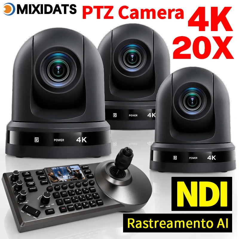 4K NDI PTZ Camera 1-10pcs 20X Zoom Video Conference Camera for Church Business Meeting Optional 1 Controller Keyboard Kit