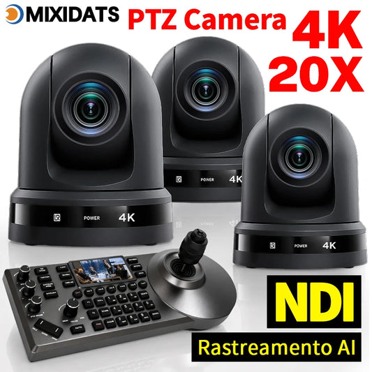 4K NDI PTZ Camera 1-10pcs 20X Zoom Video Conference Camera for Church Business Meeting Optional 1 Controller Keyboard Kit