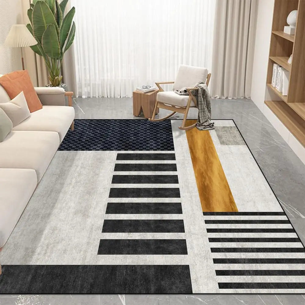 VIKAMA Simple Geometric Living Room Carpet Sofa Coffee Table Cushion Soft Bedroom Bedside Rug Light Luxury Home Decoration