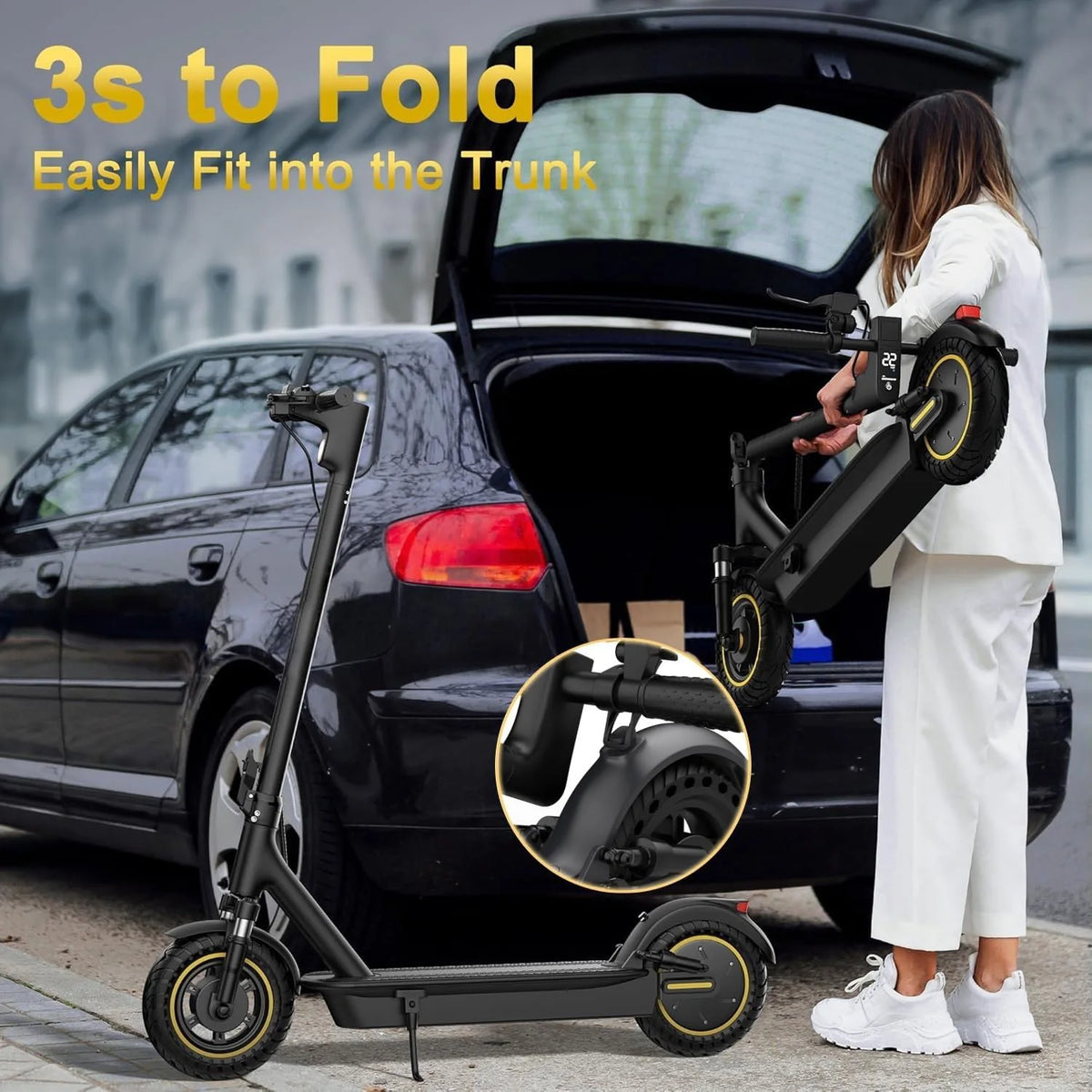 2026 AOVOPRO 10inch Electric Scooter 500W Motor Up to 22MPH Max Speed & 28 Miles Max Range Dual Suspension Folding E-Scooter