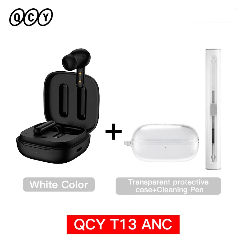 New QCY T13 ANC Wireless Earphone Active Noise Cancelling Bluetooth 5.3 Headphone 4 Mics ENC HD Call TWS Earbuds HiFi Earphones