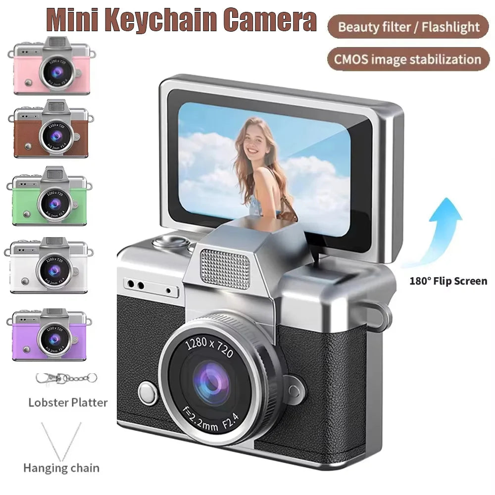 Mini Keychain Camera 1.47 Inch Flip Screen Digital Camera HD Pocket Camcorder CCD For Kids Gift Birthday New Year Video Recorder