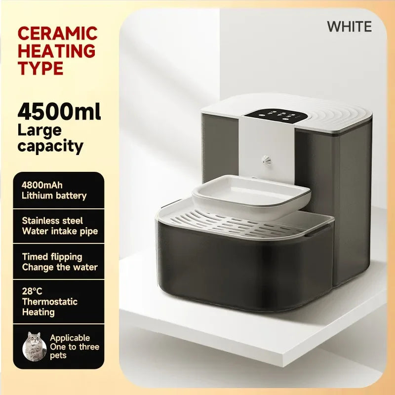 4.5L Smart Dump Pet Water Dispenser Remote Control Automatic Wireless Water Drinker Cat Water Feeder Kitten Heating Fountain