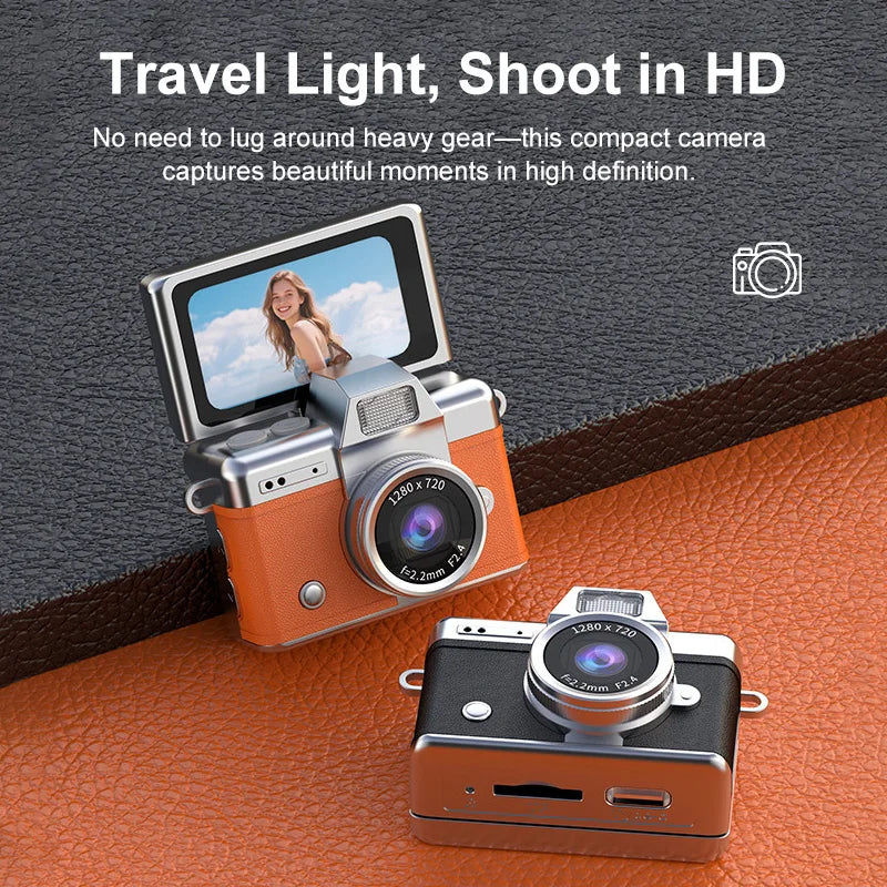 Mini Keychain Camera 1.47 Inch Flip Screen Digital Camera HD Pocket Camcorder CCD For Kids Gift Birthday New Year Video Recorder