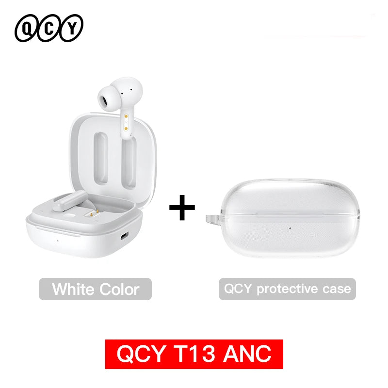 New QCY T13 ANC Wireless Earphone Active Noise Cancelling Bluetooth 5.3 Headphone 4 Mics ENC HD Call TWS Earbuds HiFi Earphones