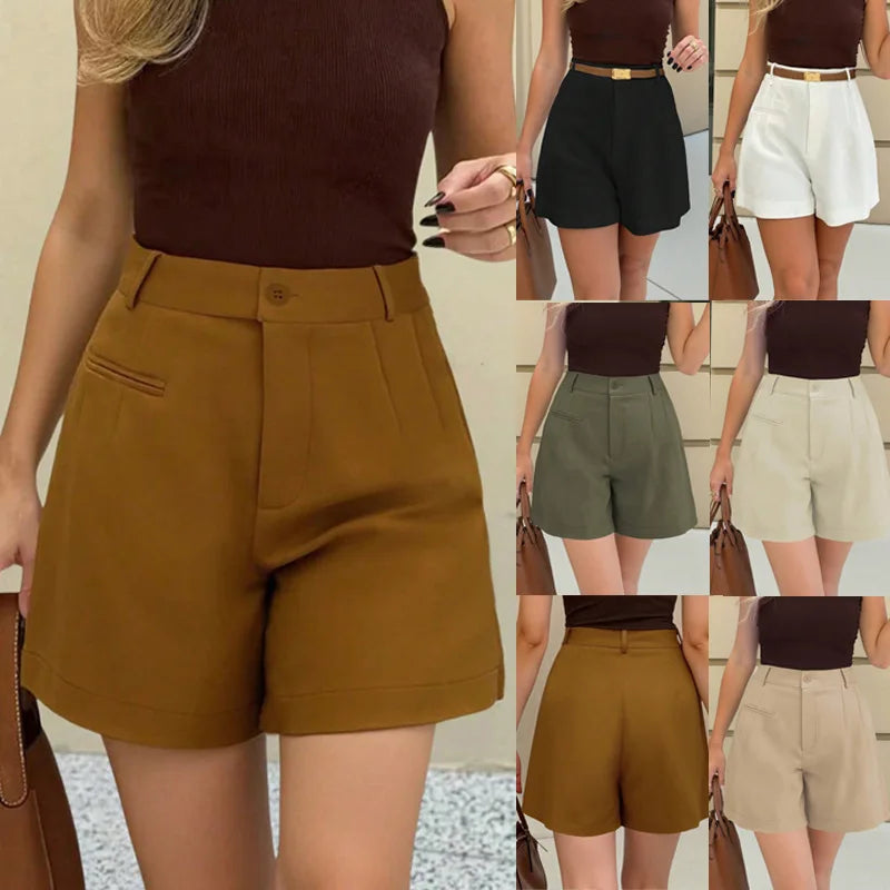 Solid Color Casual Loose Shorts For Women 2026 Summer Trend Women's A-Line Shorts Female Clothes