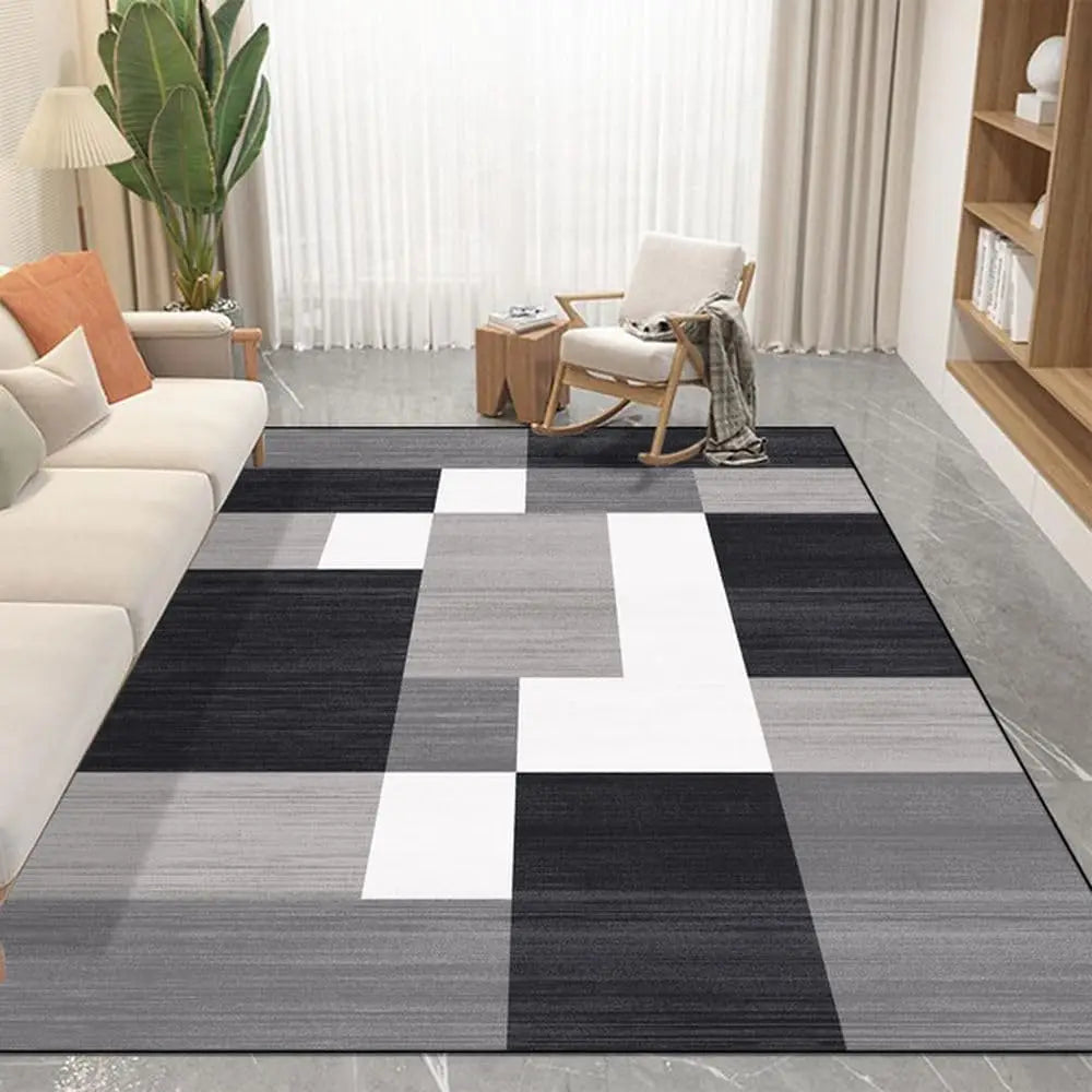 VIKAMA Simple Geometric Living Room Carpet Sofa Coffee Table Cushion Soft Bedroom Bedside Rug Light Luxury Home Decoration