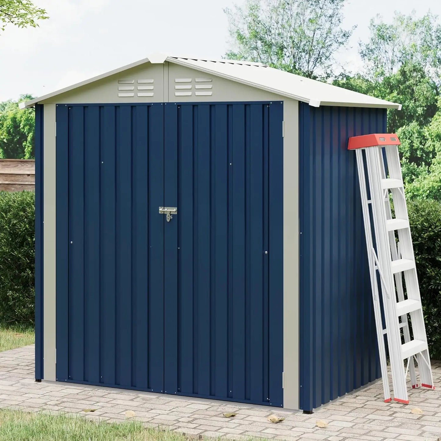 6x4 FT Outdoor Storage Shed, Tool Storage Shed with Sloping Roof and Lockable Door, Panel Protection for Backyard Garden Patio