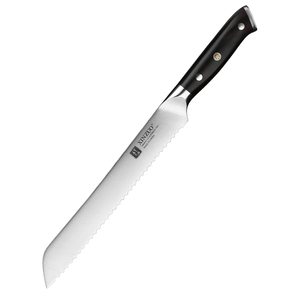 XINZUO Premium Modern 1-8PCS Din 1.4116 Stainless Steel Chef, Santoku, Utility & Paring Knife Set with Black Ebony Handles