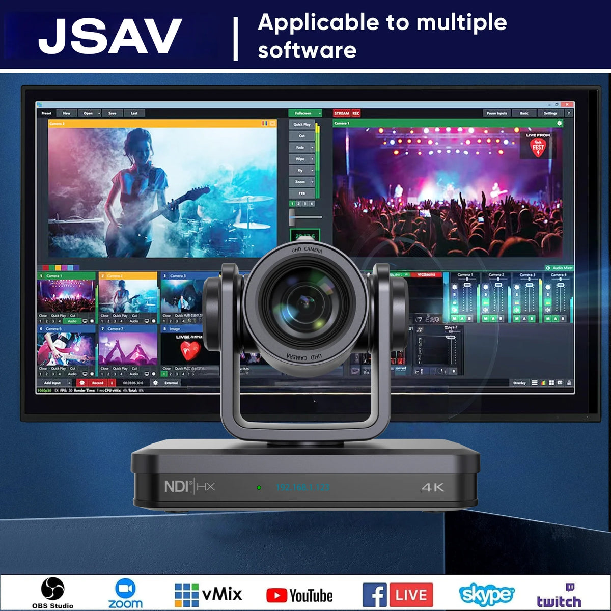 Camera PTZ 4K 60fps NDI HX3 1/1.8  Sensor 30X 20X 12X Zoom for AI Tracking Conference Camera and Live Streaming Church