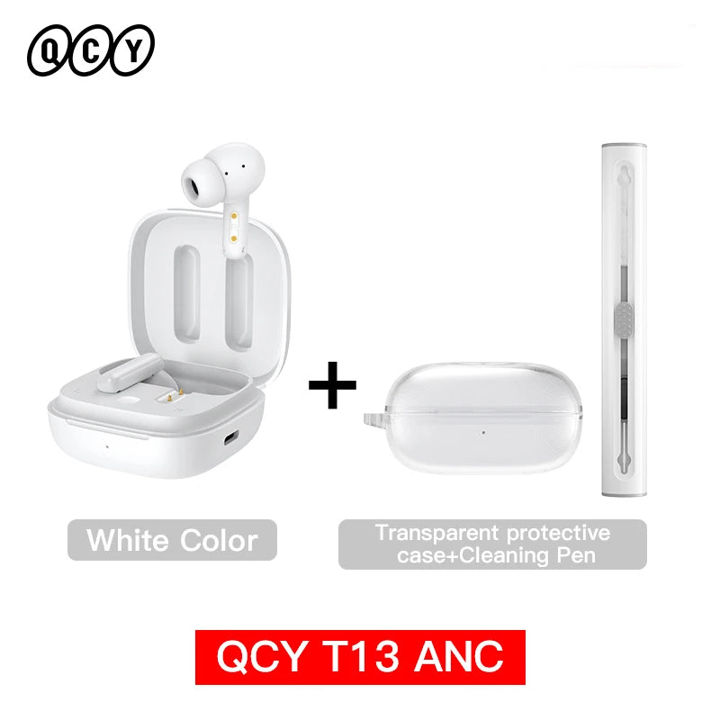New QCY T13 ANC Wireless Earphone Active Noise Cancelling Bluetooth 5.3 Headphone 4 Mics ENC HD Call TWS Earbuds HiFi Earphones